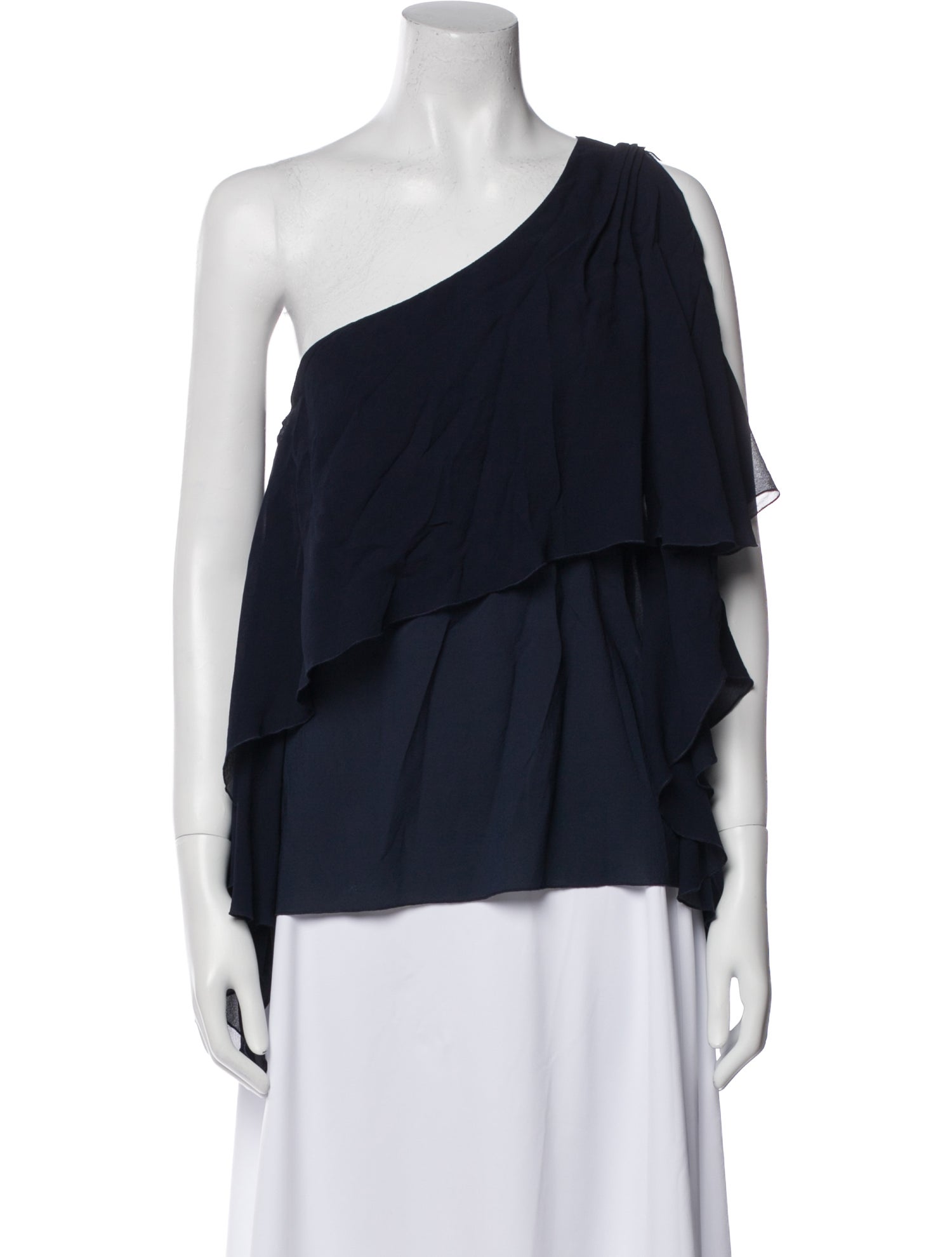 Alice + Olivia Silk One-Shoulder Blouse