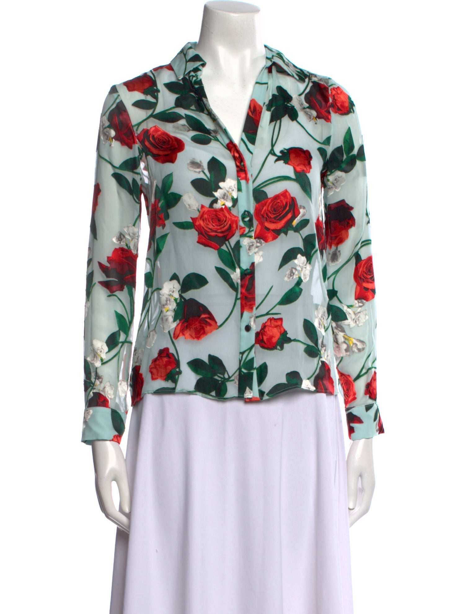 Alice + Olivia Floral Print V-Neck Blouse w/ Tags