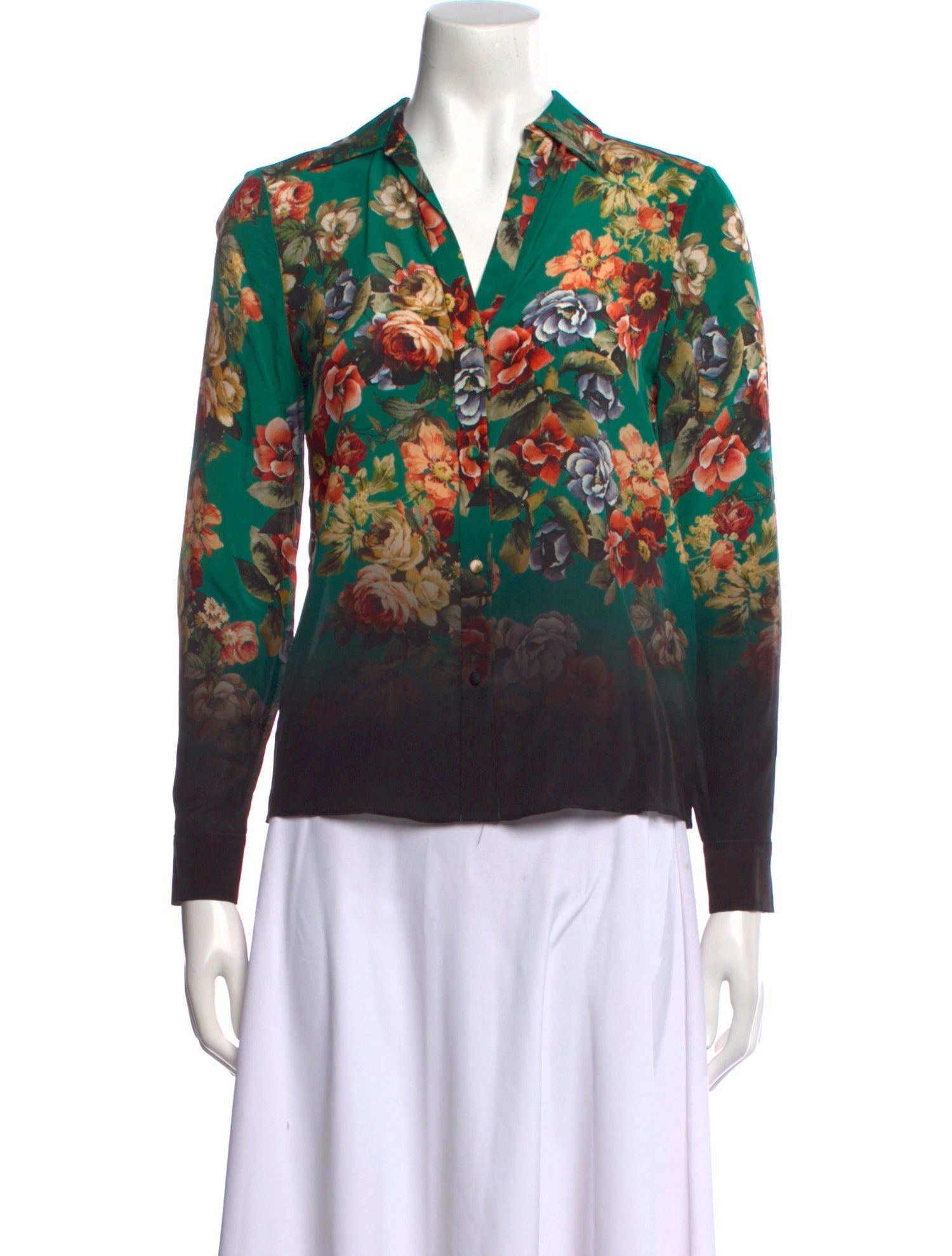 Alice + Olivia Silk Floral Print Blouse