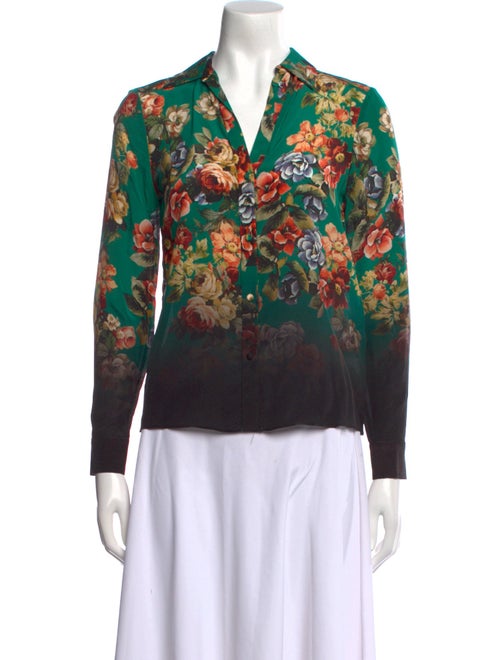 Alice + Olivia Silk Floral Print Blouse
