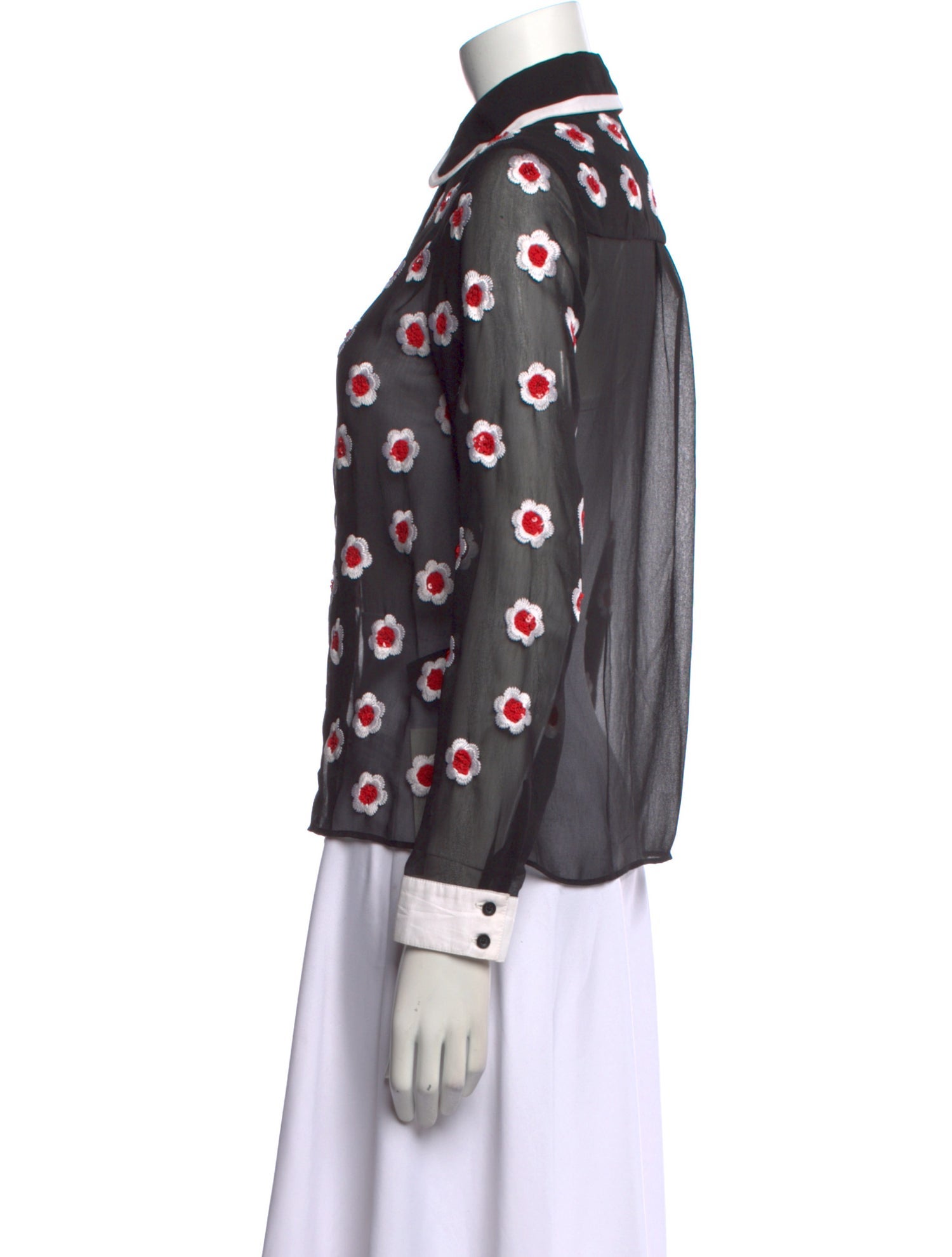 Alice + Olivia Printed Mock Neck Button-Up Top