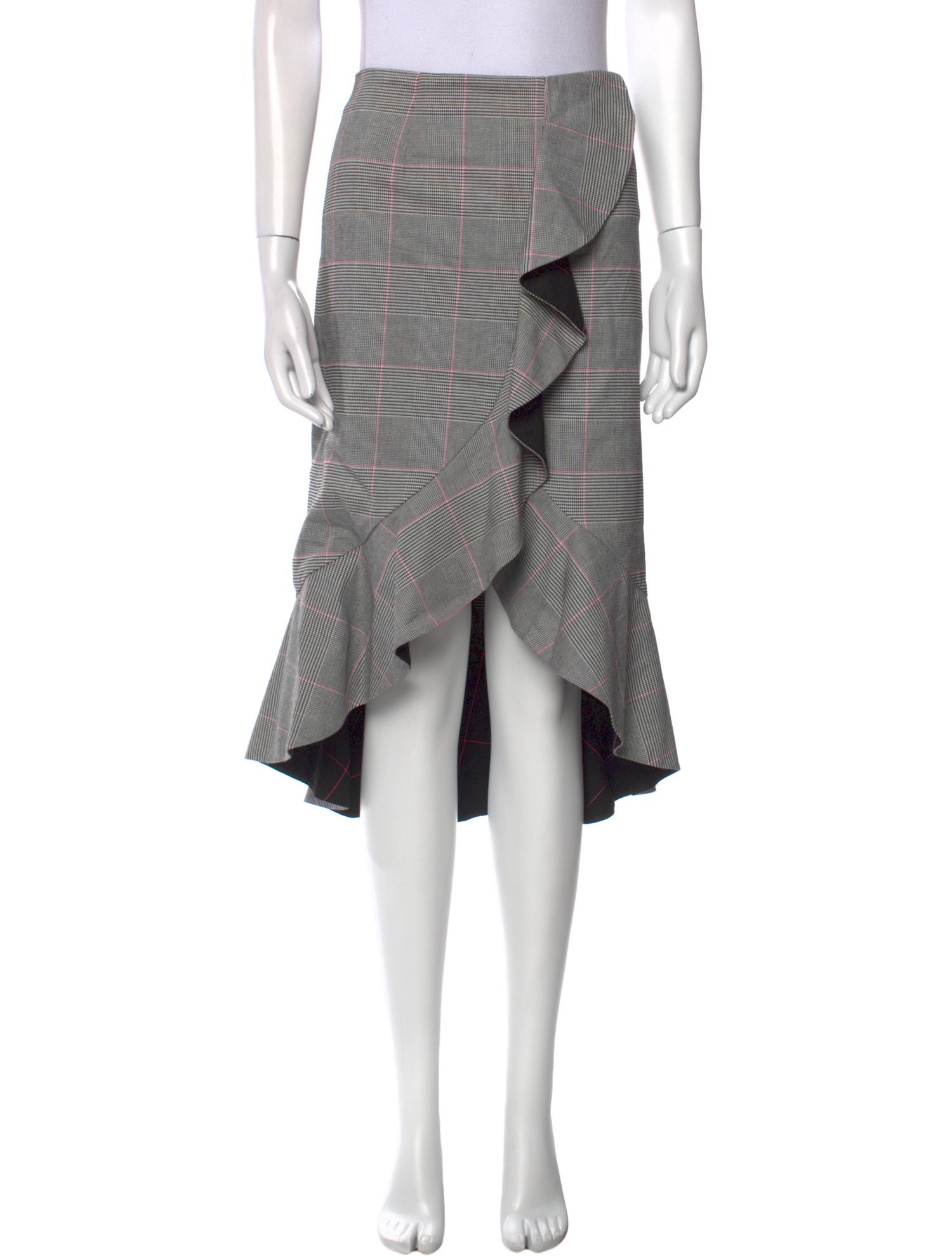 Alice + Olivia Plaid Print Midi Length Skirt