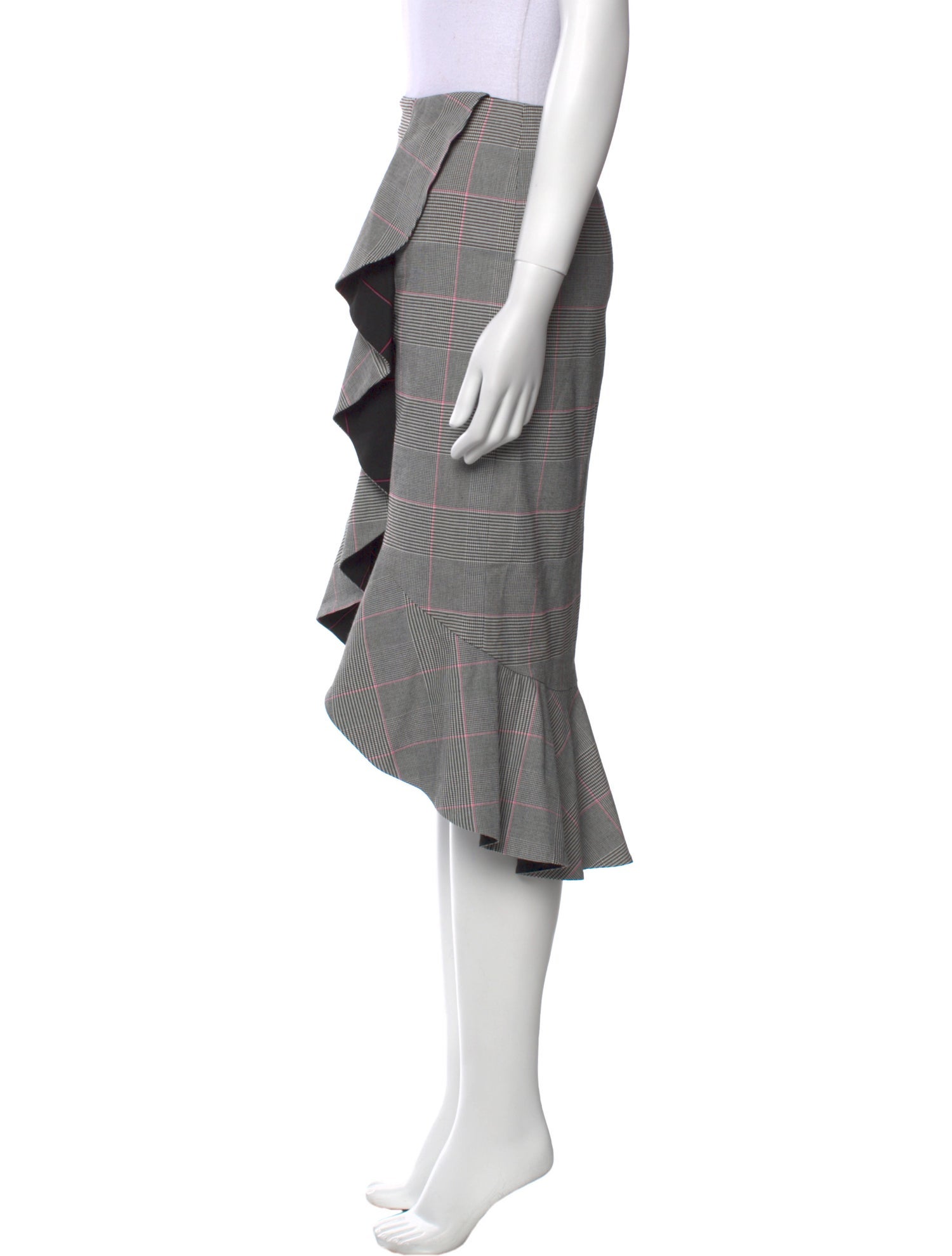 Alice + Olivia Plaid Print Midi Length Skirt