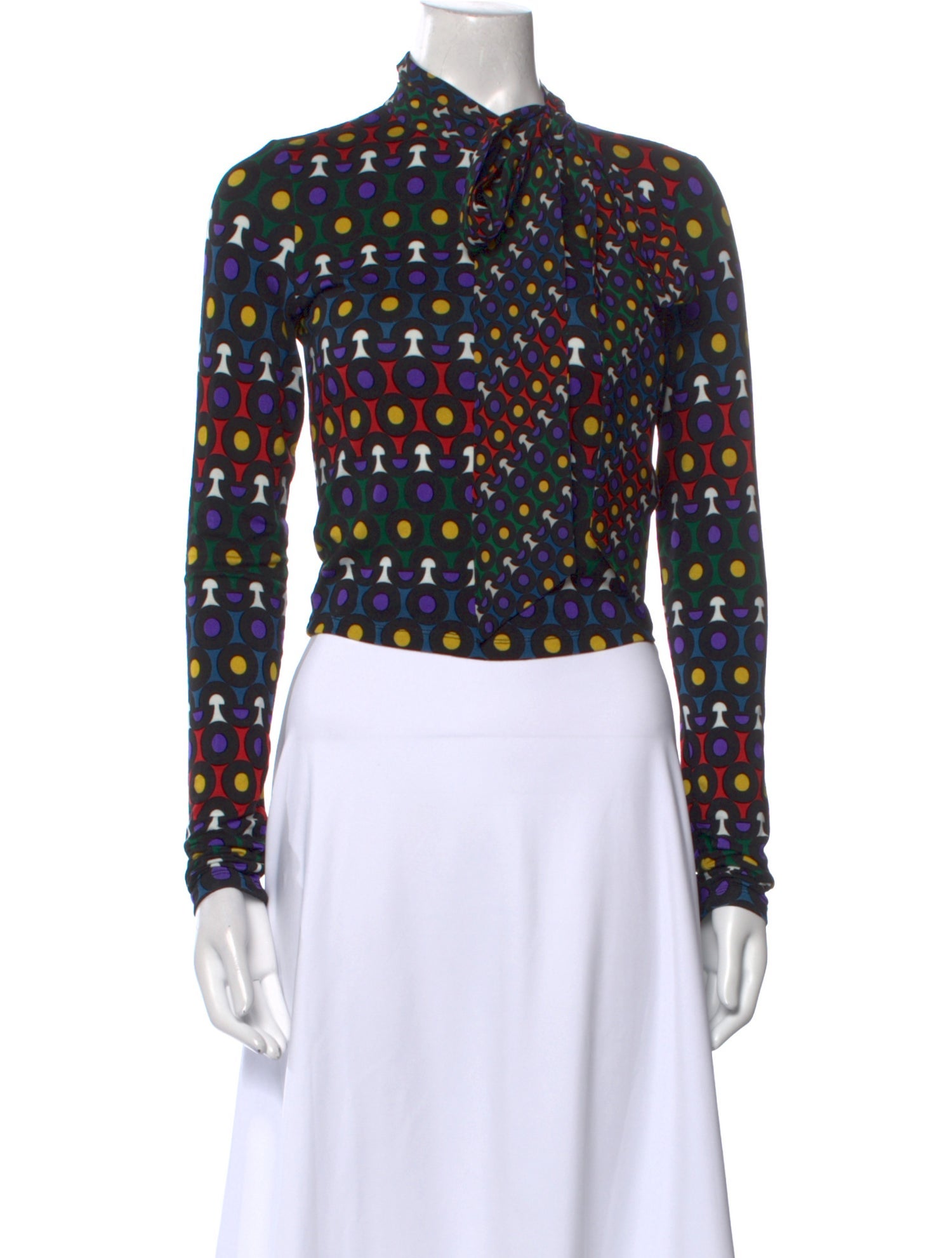 Alice + Olivia Printed Mock Neck Crop Top