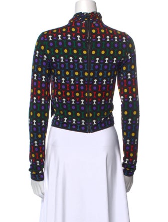 Alice + Olivia Printed Mock Neck Crop Top