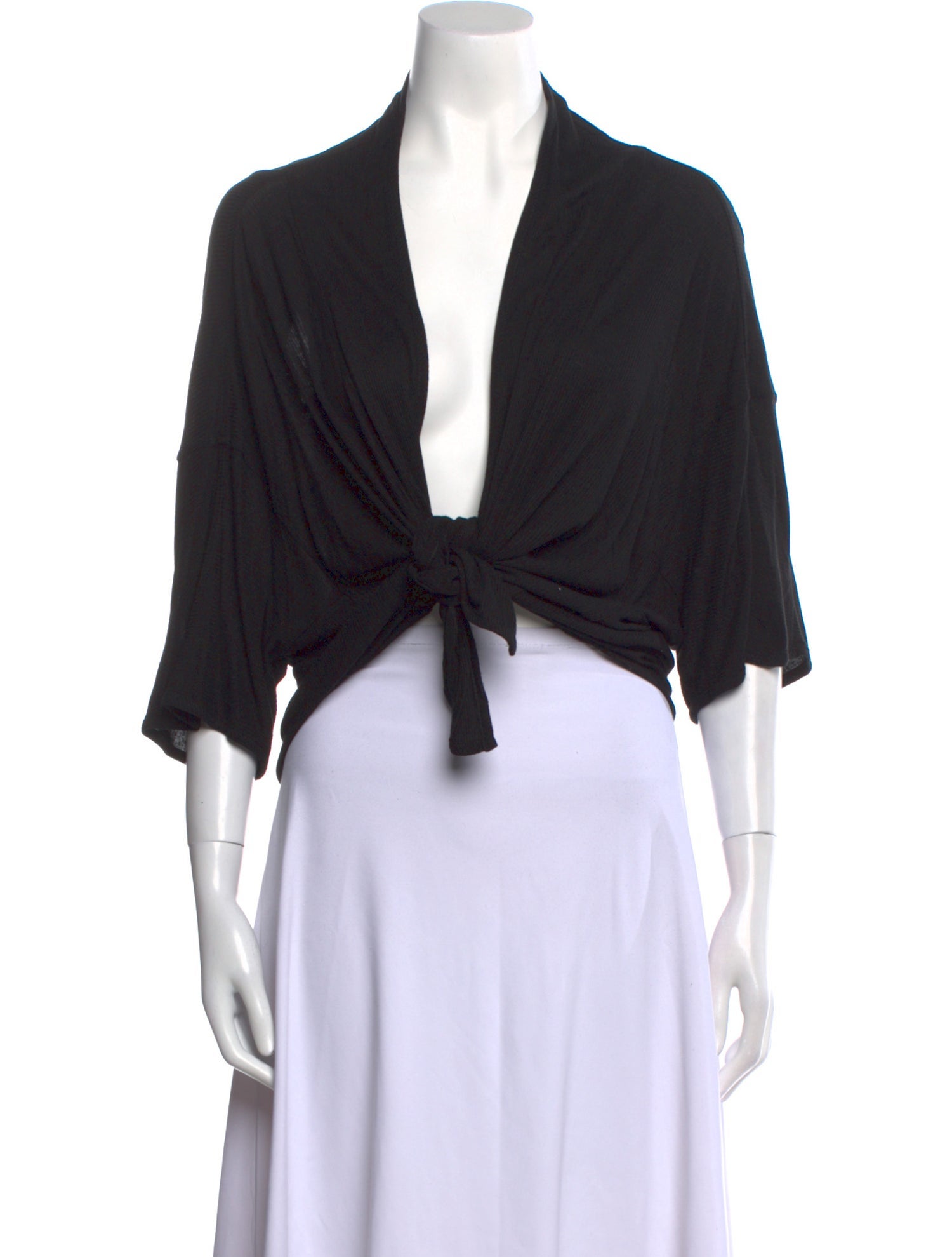 Alice + Olivia Silk V-Neck Crop Top