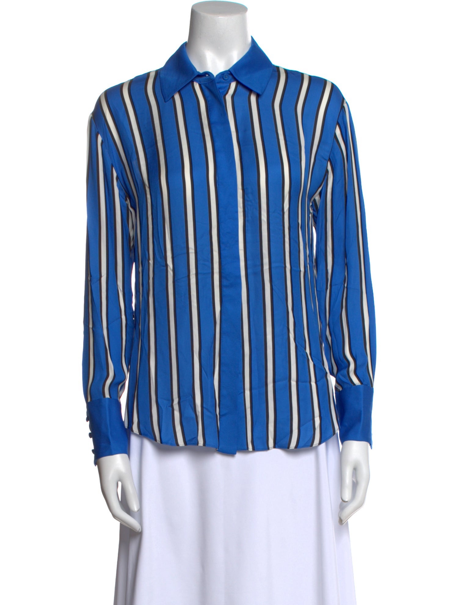 Alice + Olivia Striped Long Sleeve Button-Up Top