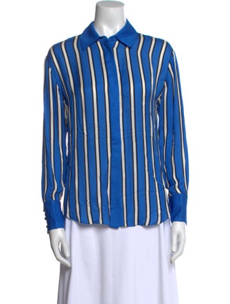 Alice + Olivia Striped Long Sleeve Button-Up Top