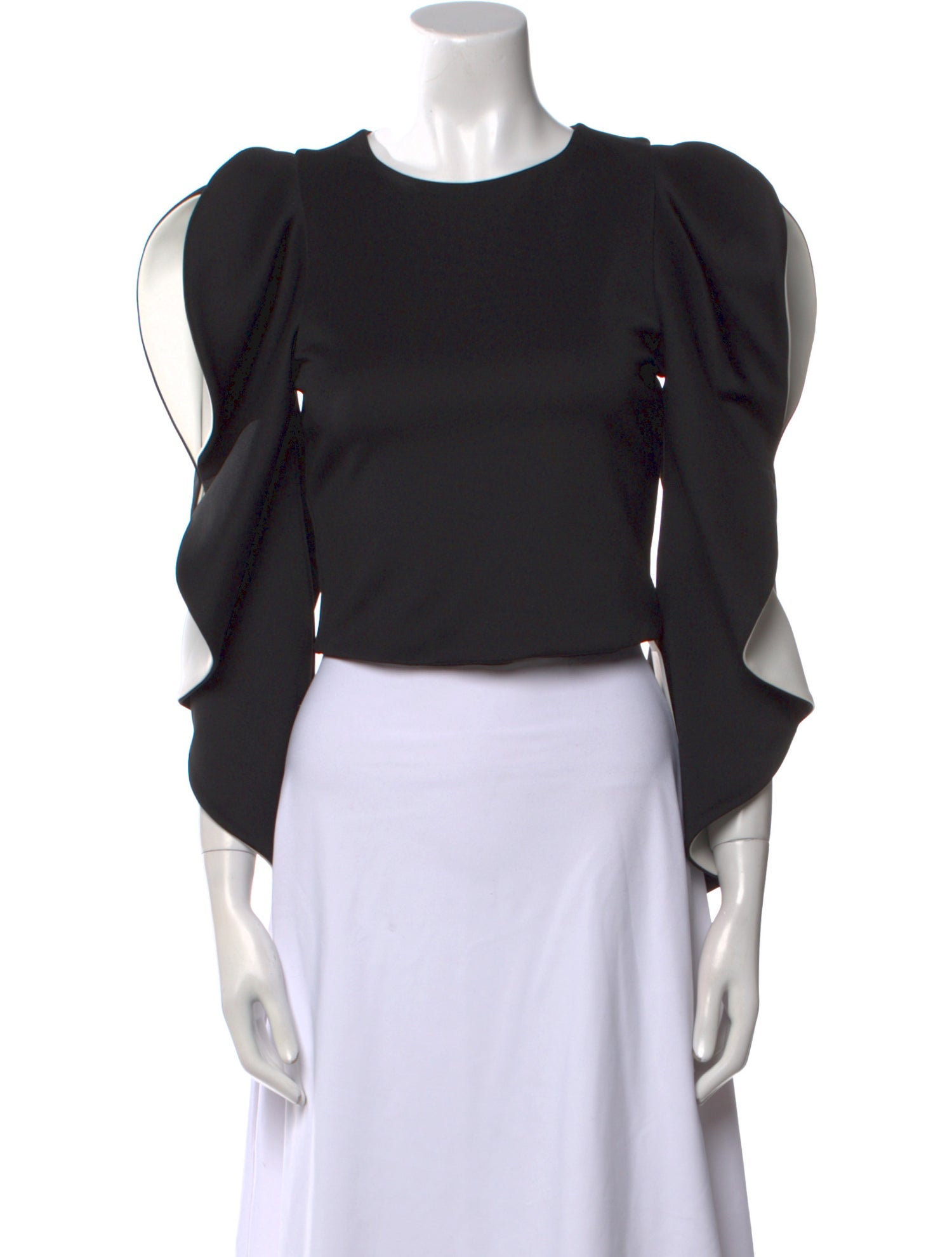 Alice + Olivia Bateau Neckline Long Sleeve Crop Top