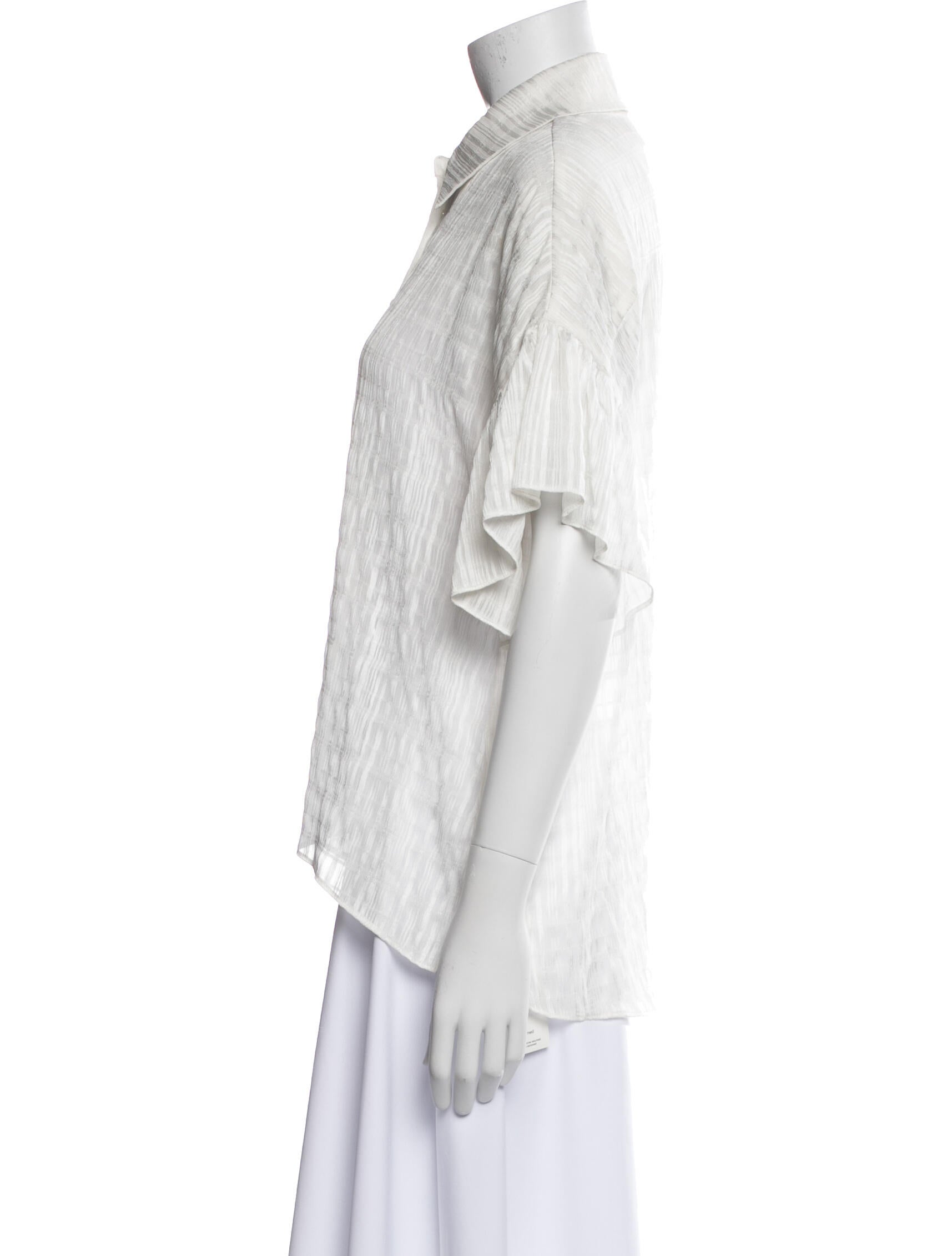 Alice + Olivia Striped Short Sleeve Button-Up Top