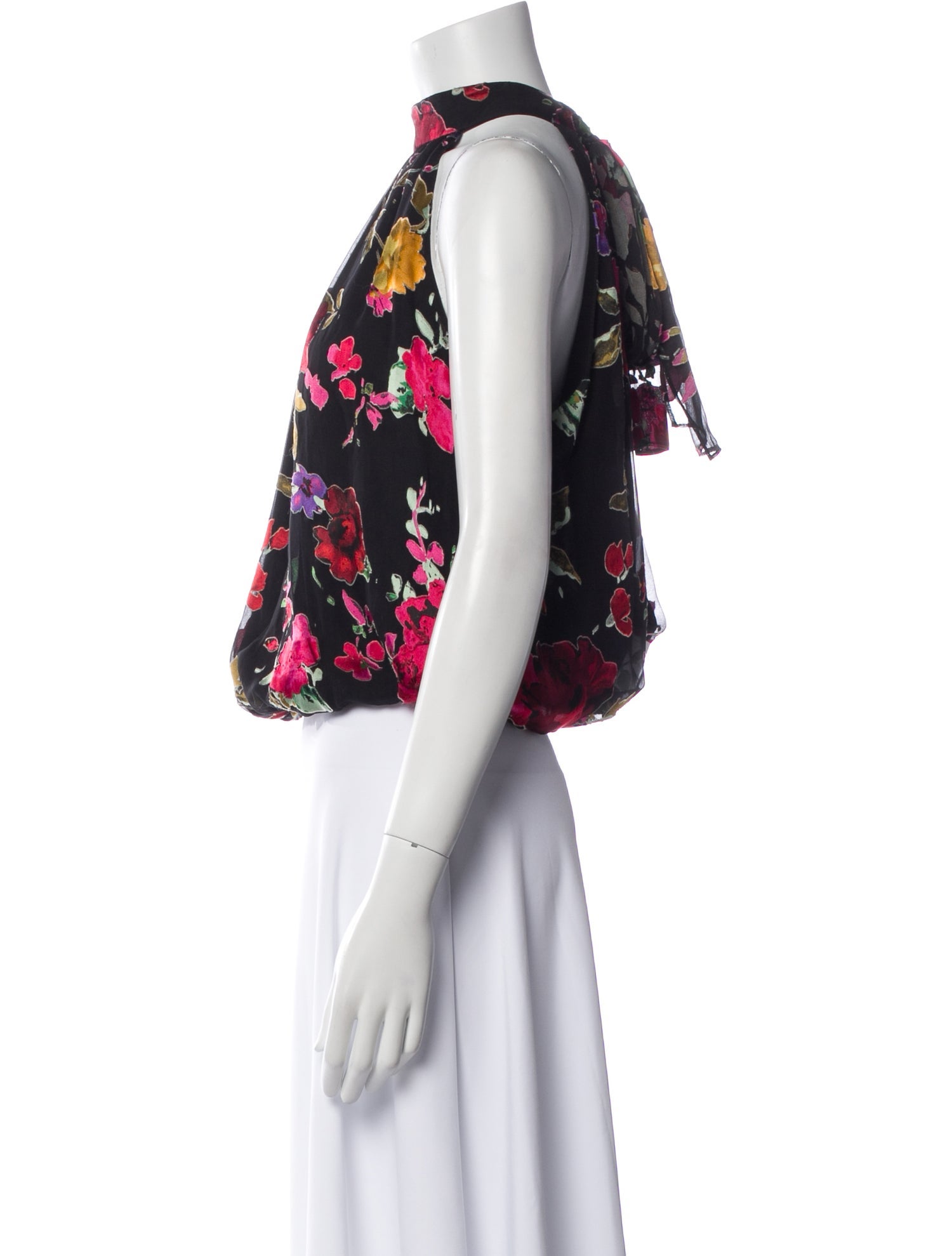 Alice + Olivia Floral Print Mock Neck Crop Top