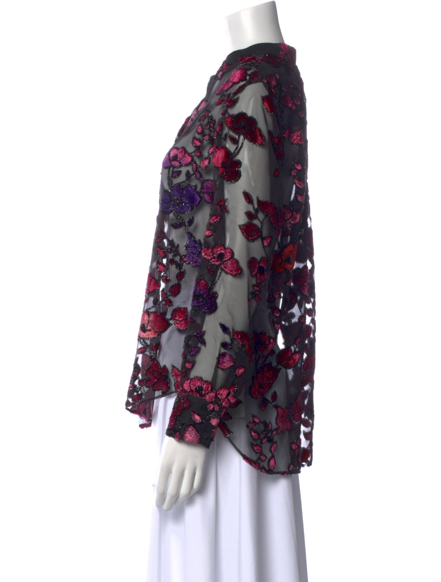 Alice + Olivia Floral Print Mock Neck Blouse