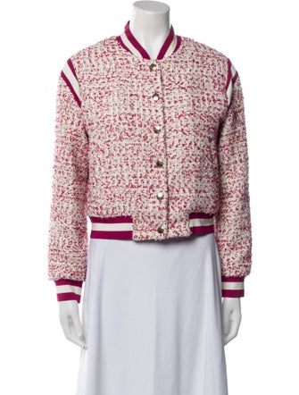 Alice + Olivia Tweed Floral Print Bomber Jacket