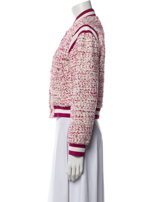 Alice + Olivia Tweed Floral Print Bomber Jacket