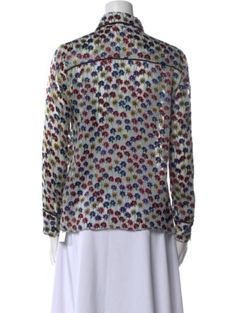 Alice + Olivia Printed Long Sleeve Button-Up Top