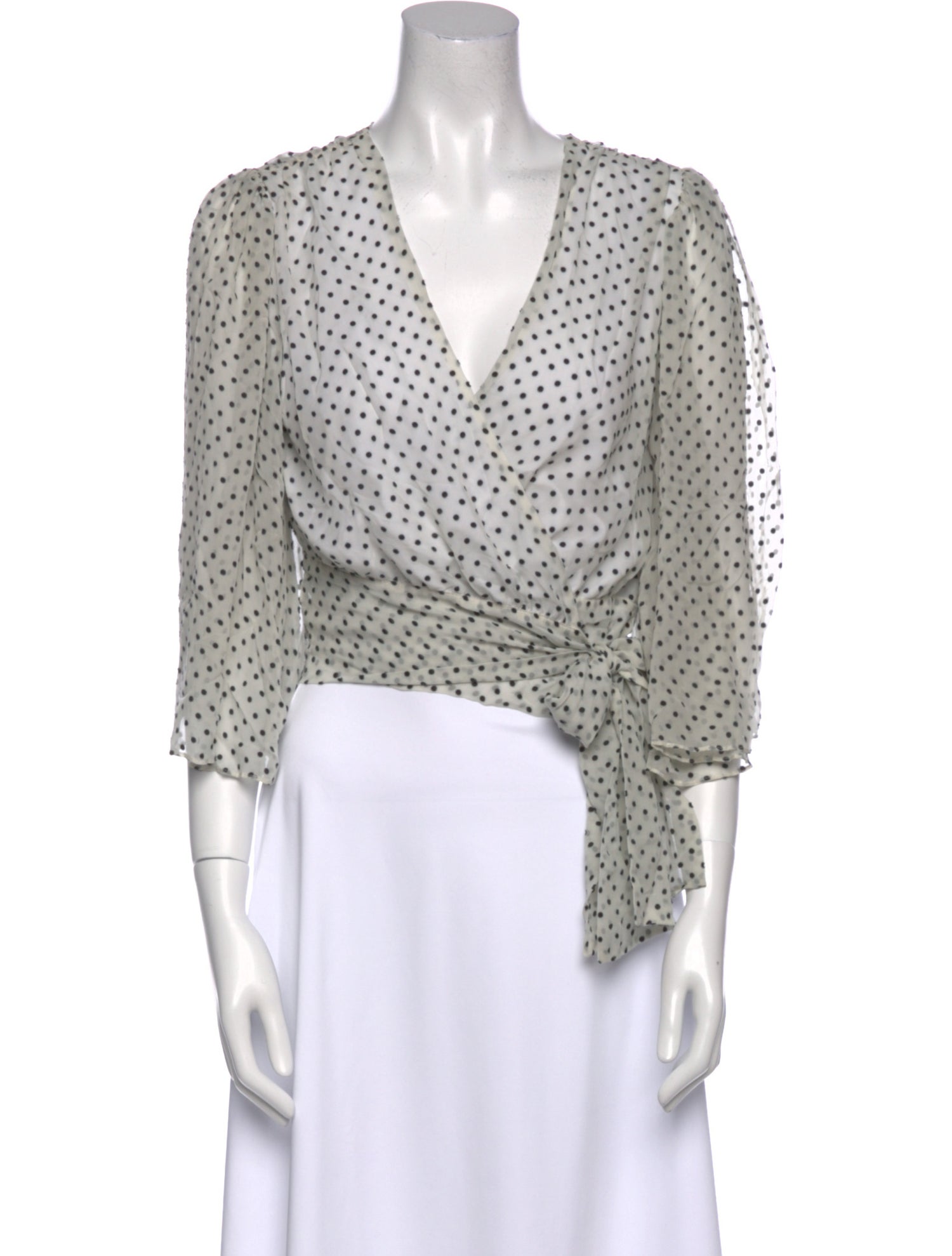 Alice + Olivia Polka Dot Print V-Neck Crop Top