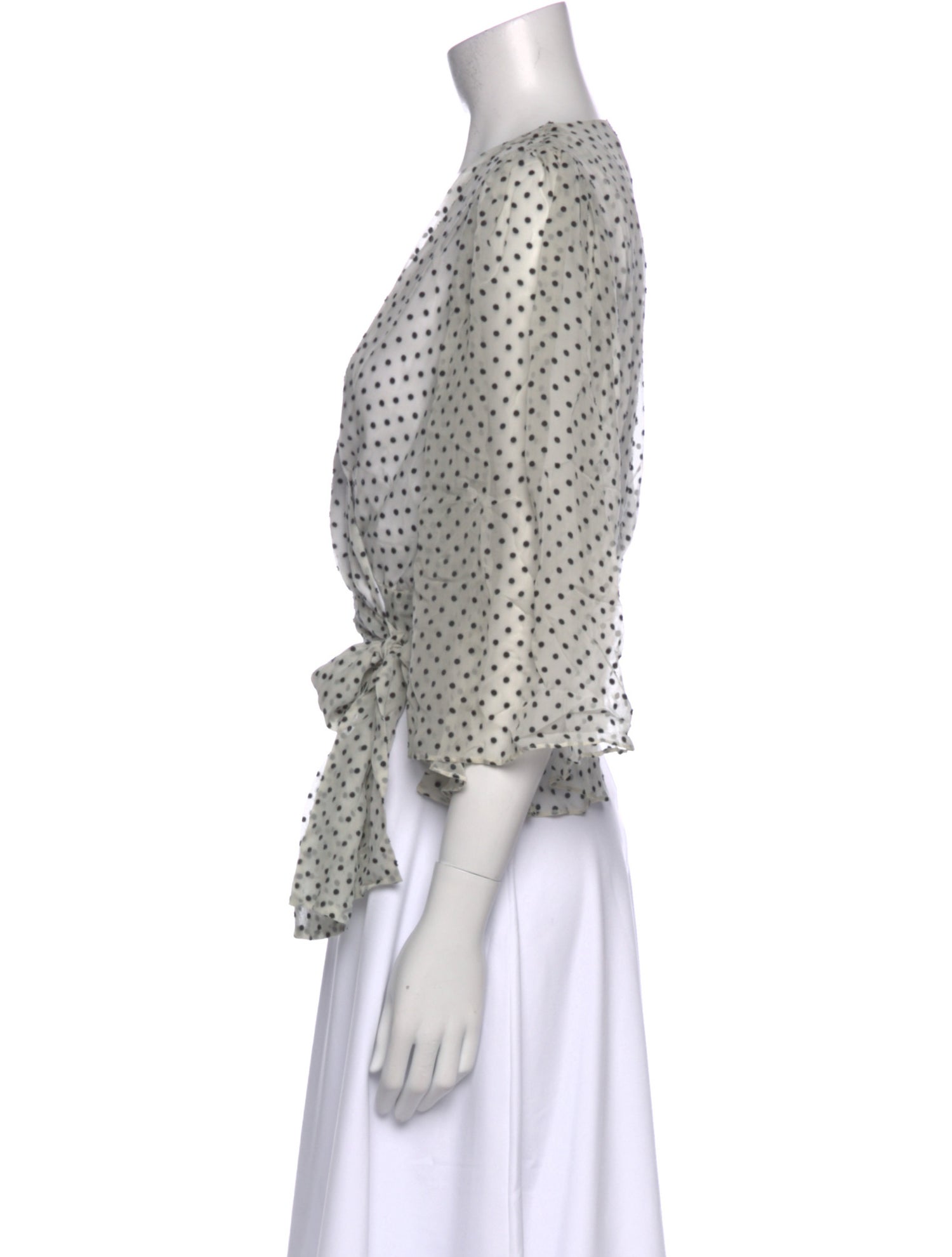 Alice + Olivia Polka Dot Print V-Neck Crop Top