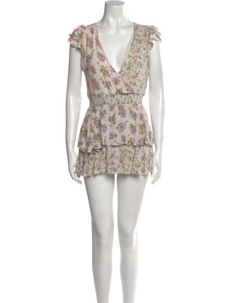 Alice + Olivia Floral Print Plunge Neckline Romper