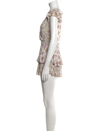 Alice + Olivia Floral Print Plunge Neckline Romper