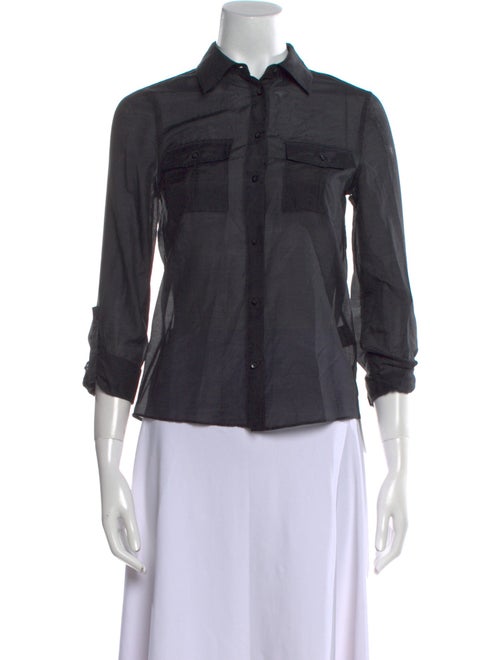 Alice + Olivia Three-Quarter Sleeve Button-Up Top
