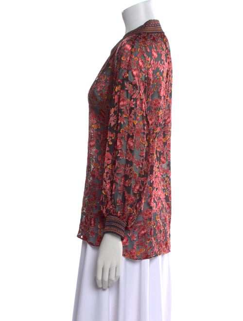 Alice + Olivia Floral Print V-Neck Blouse