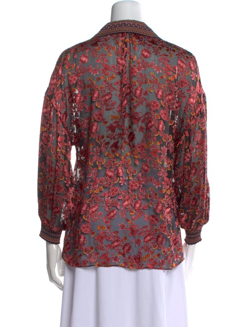 Alice + Olivia Floral Print V-Neck Blouse