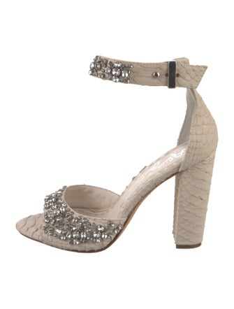 Alice + Olivia Snakeskin Crystal Embellishments Sandals