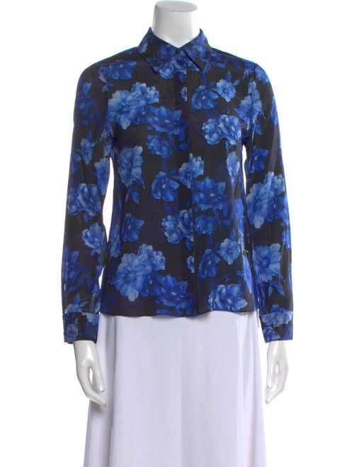 Alice + Olivia Silk Floral Print Button-Up Top