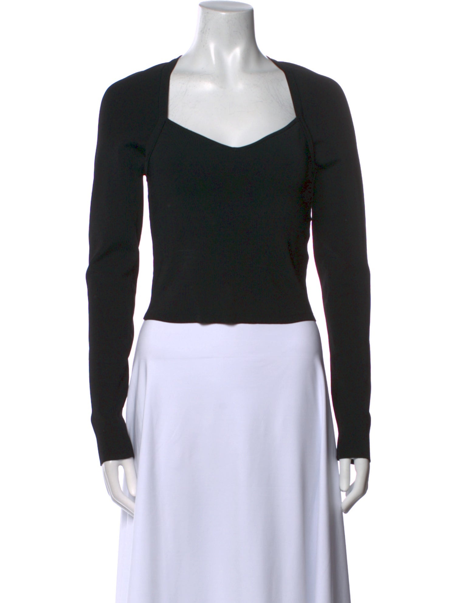 Alice + Olivia Square Neckline Long Sleeve Crop Top