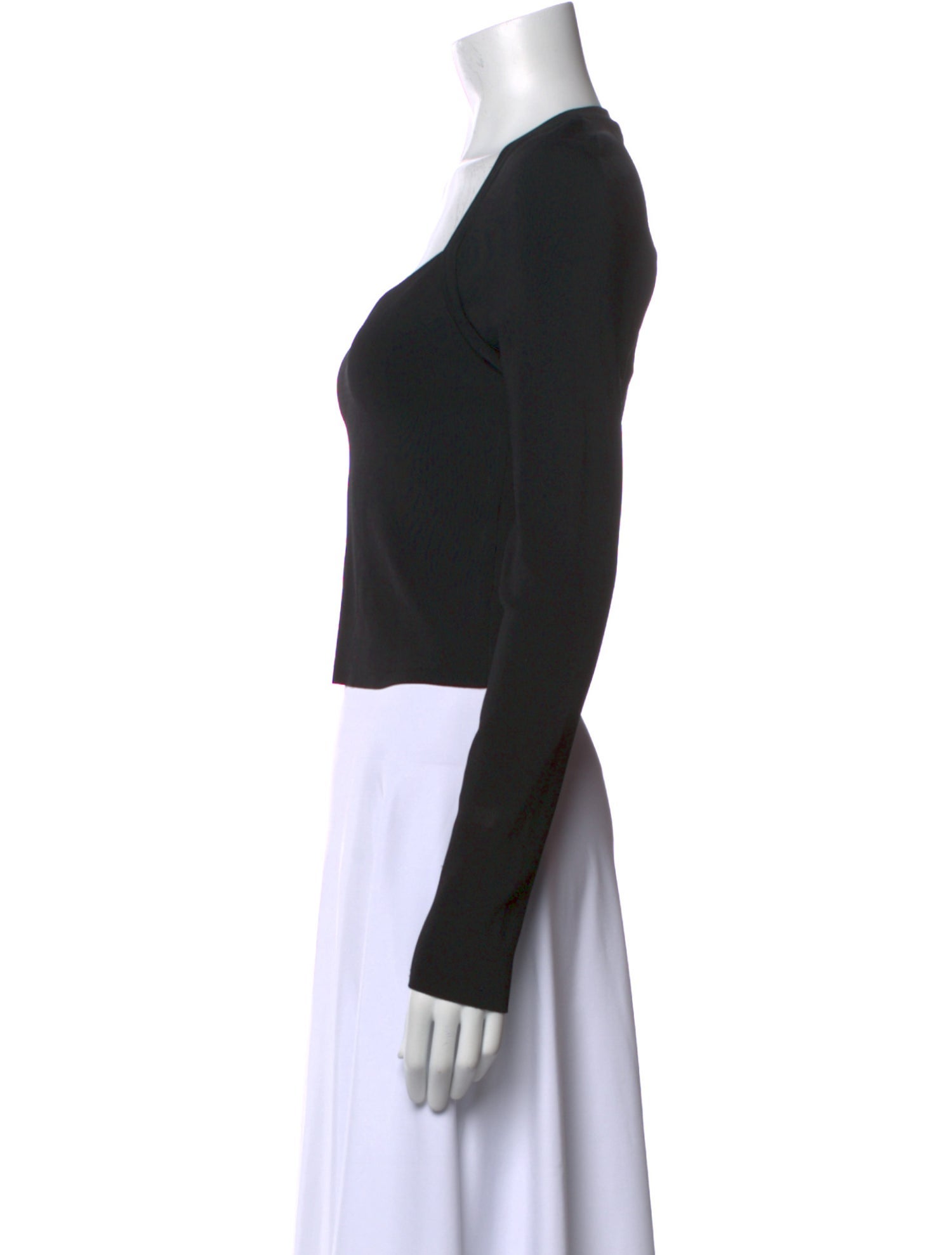 Alice + Olivia Square Neckline Long Sleeve Crop Top