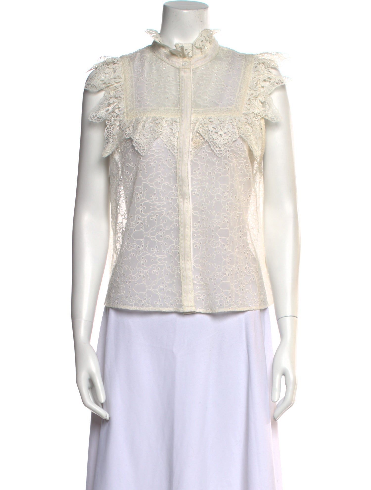 Alice + Olivia Mock Neck Sleeveless Blouse