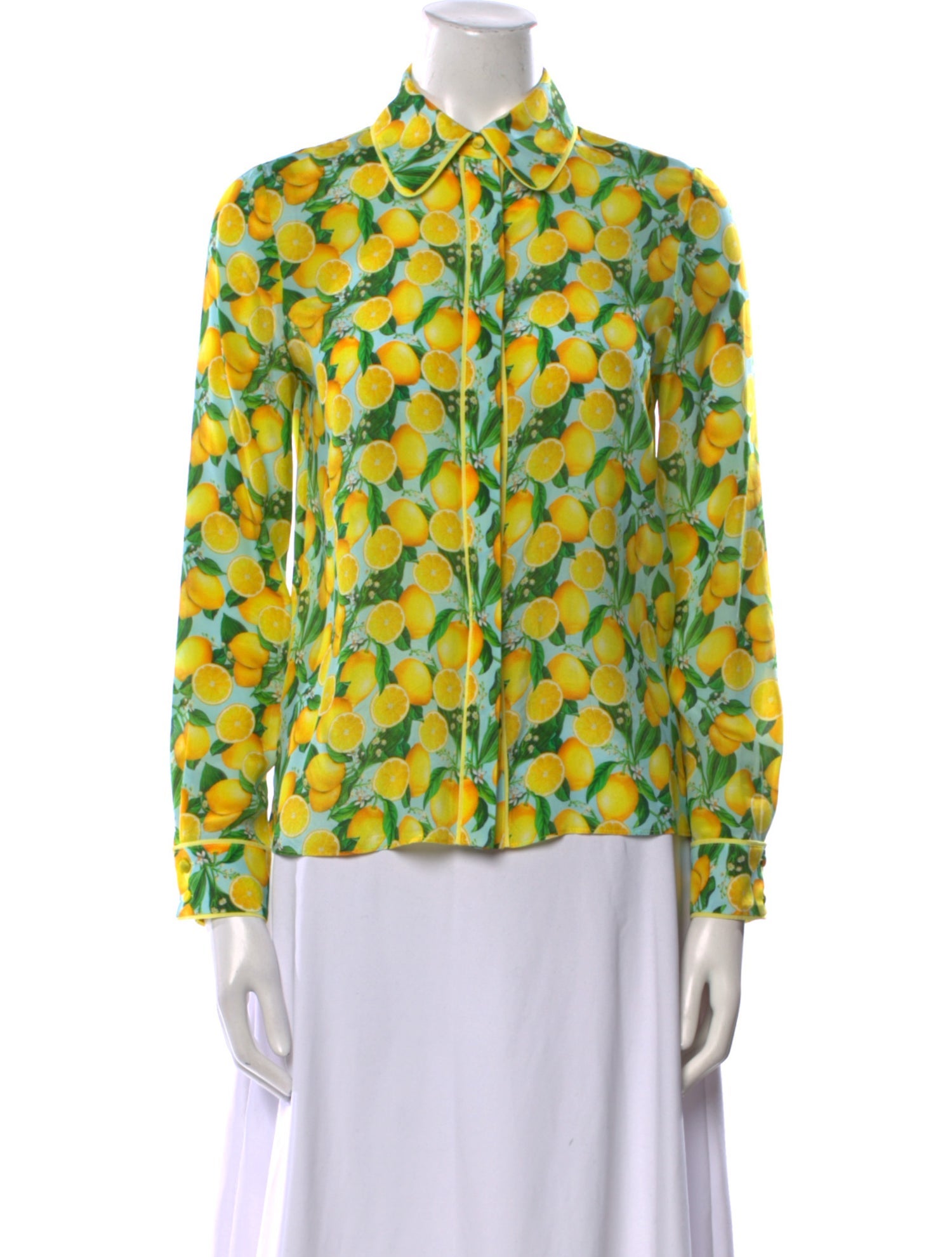 Alice + Olivia Silk Printed Button-Up Top