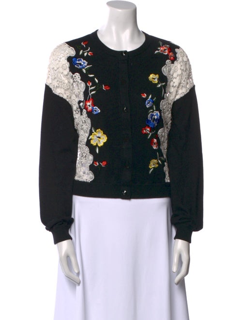 Alice + Olivia Floral Print Crew Neck Sweater