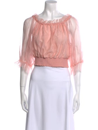 Alice + Olivia Silk Bateau Neckline Crop Top