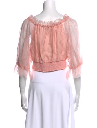 Alice + Olivia Silk Bateau Neckline Crop Top