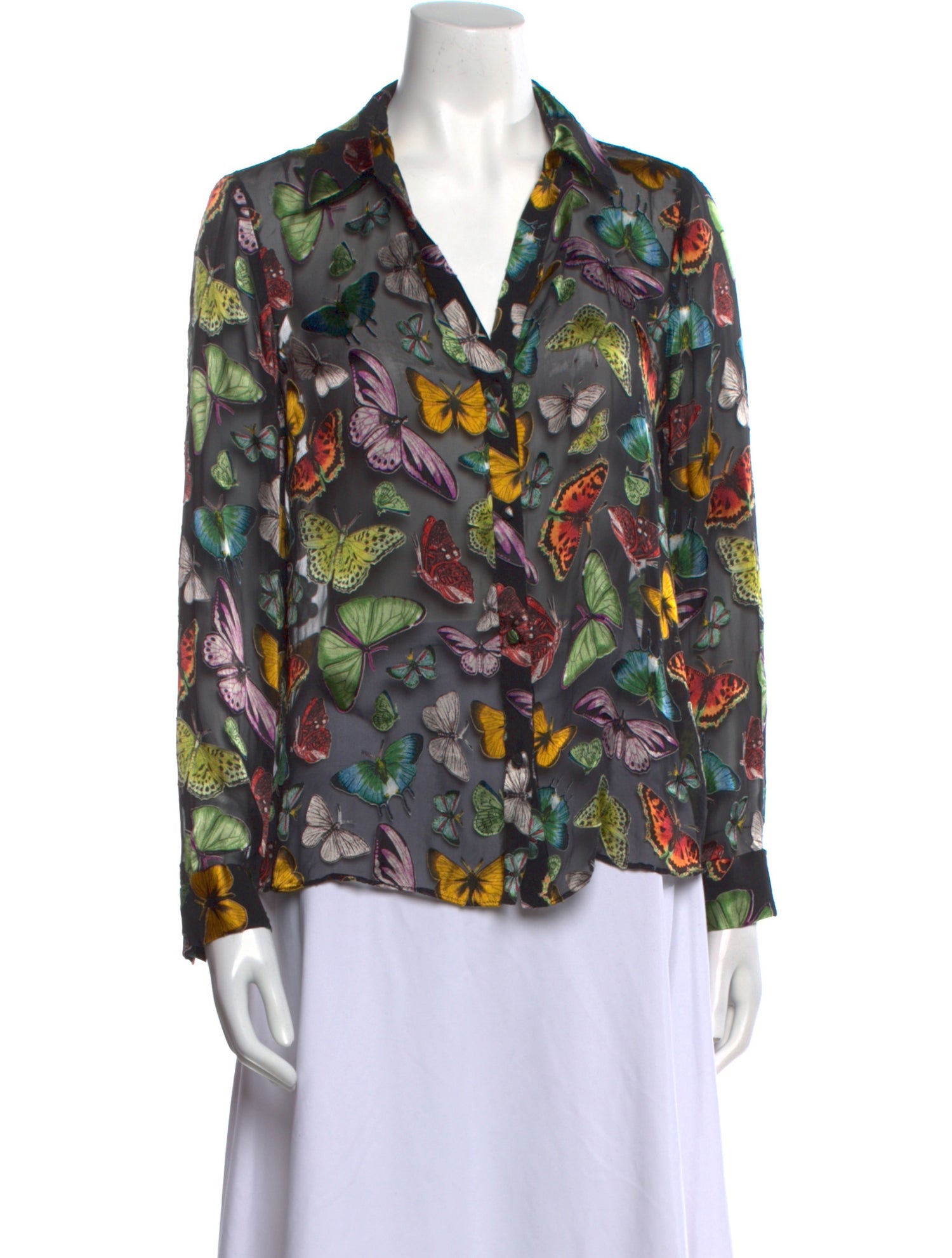Alice + Olivia Printed Long Sleeve Blouse