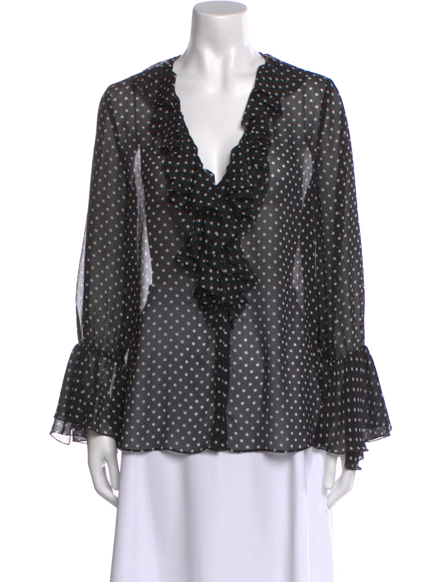 Alice + Olivia Polka Dot Print V-Neck Blouse