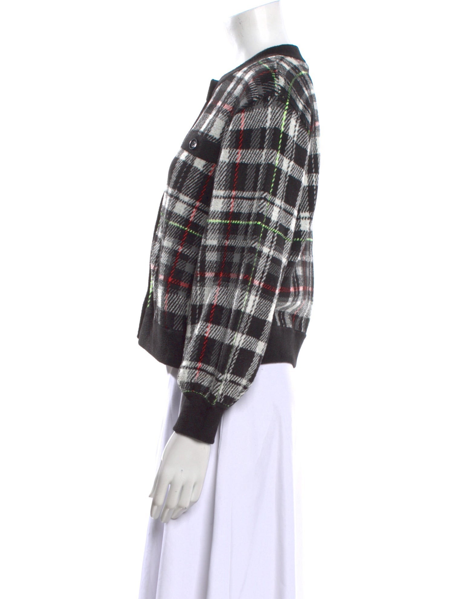 Alice + Olivia Plaid Print Crew Neck Sweater