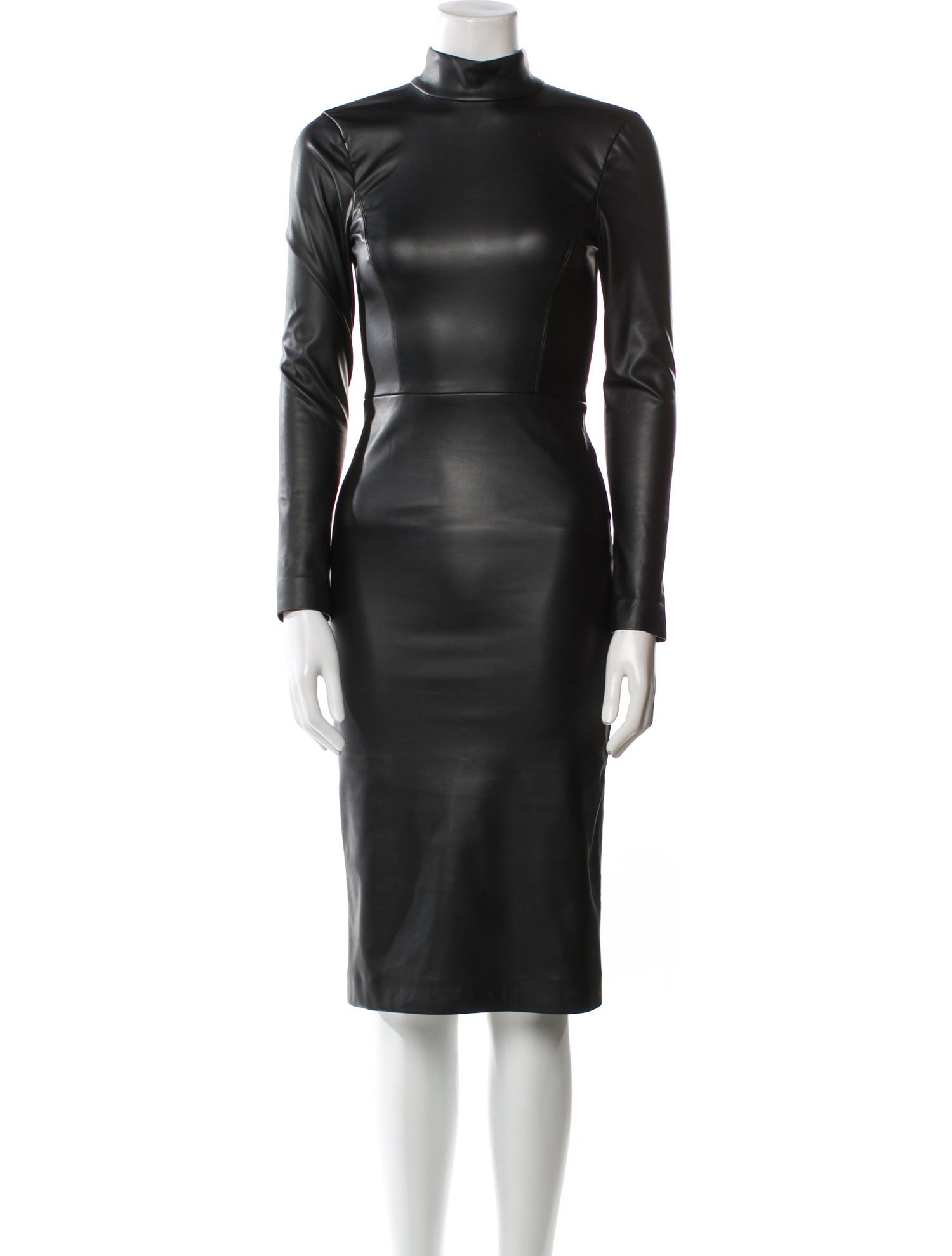 Alice + Olivia Faux Leather Midi Length Dress