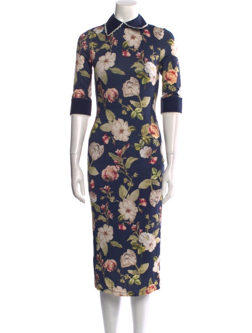 Alice + Olivia Floral Print Midi Length Dress