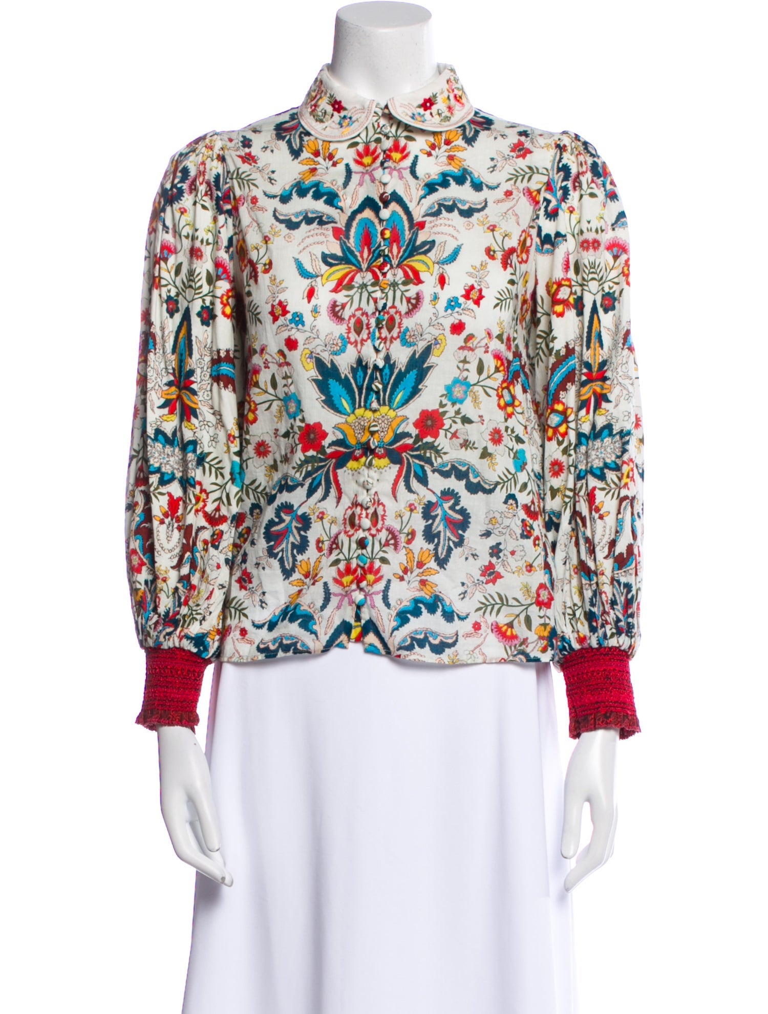 Alice + Olivia Floral Print Mock Neck Blouse
