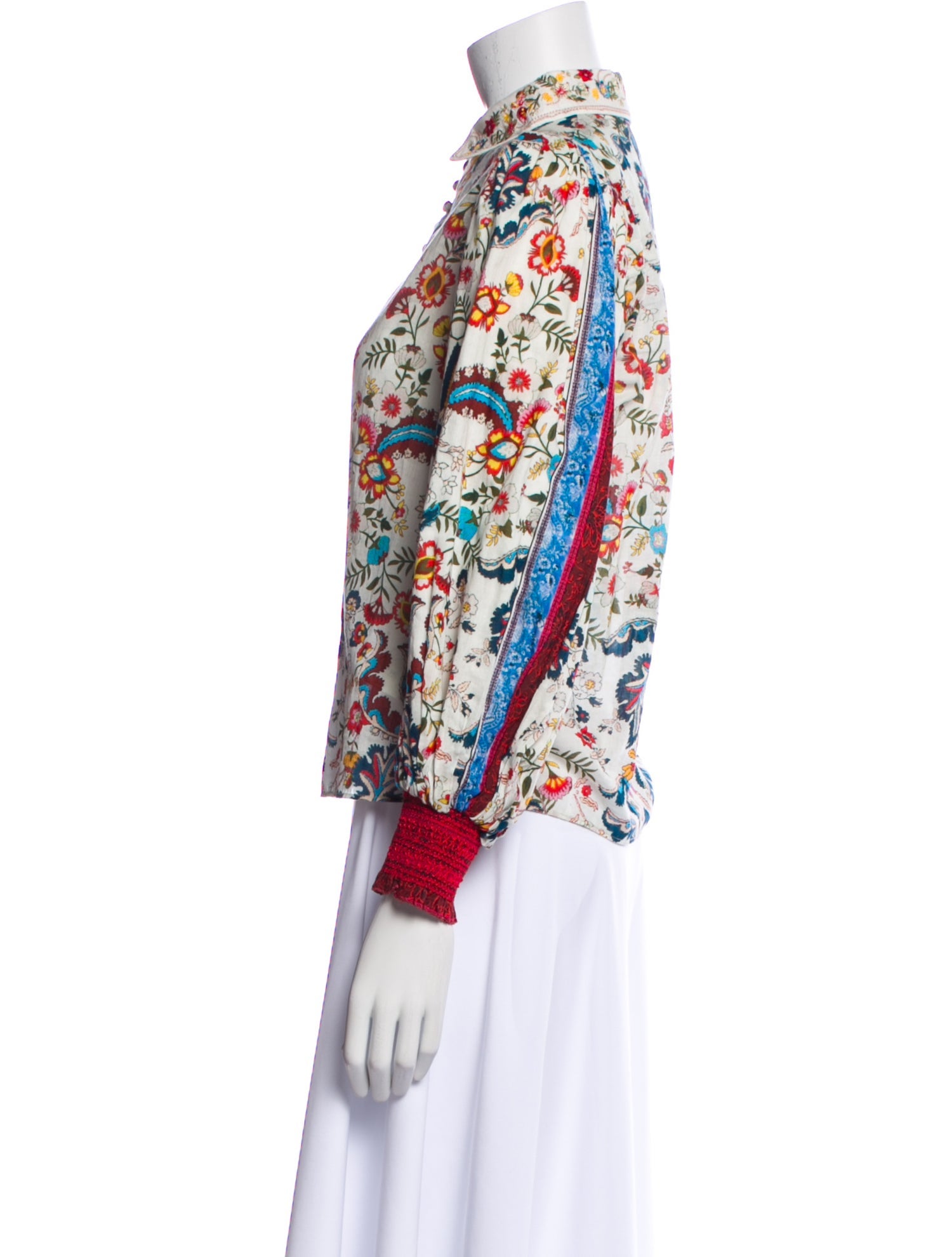 Alice + Olivia Floral Print Mock Neck Blouse