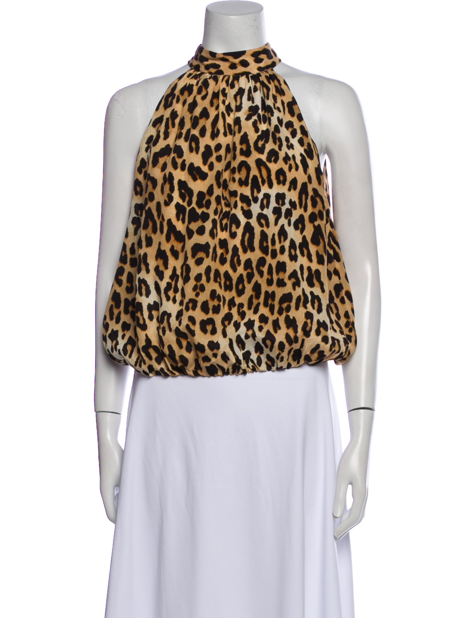 Alice + Olivia Silk Animal Print Crop Top