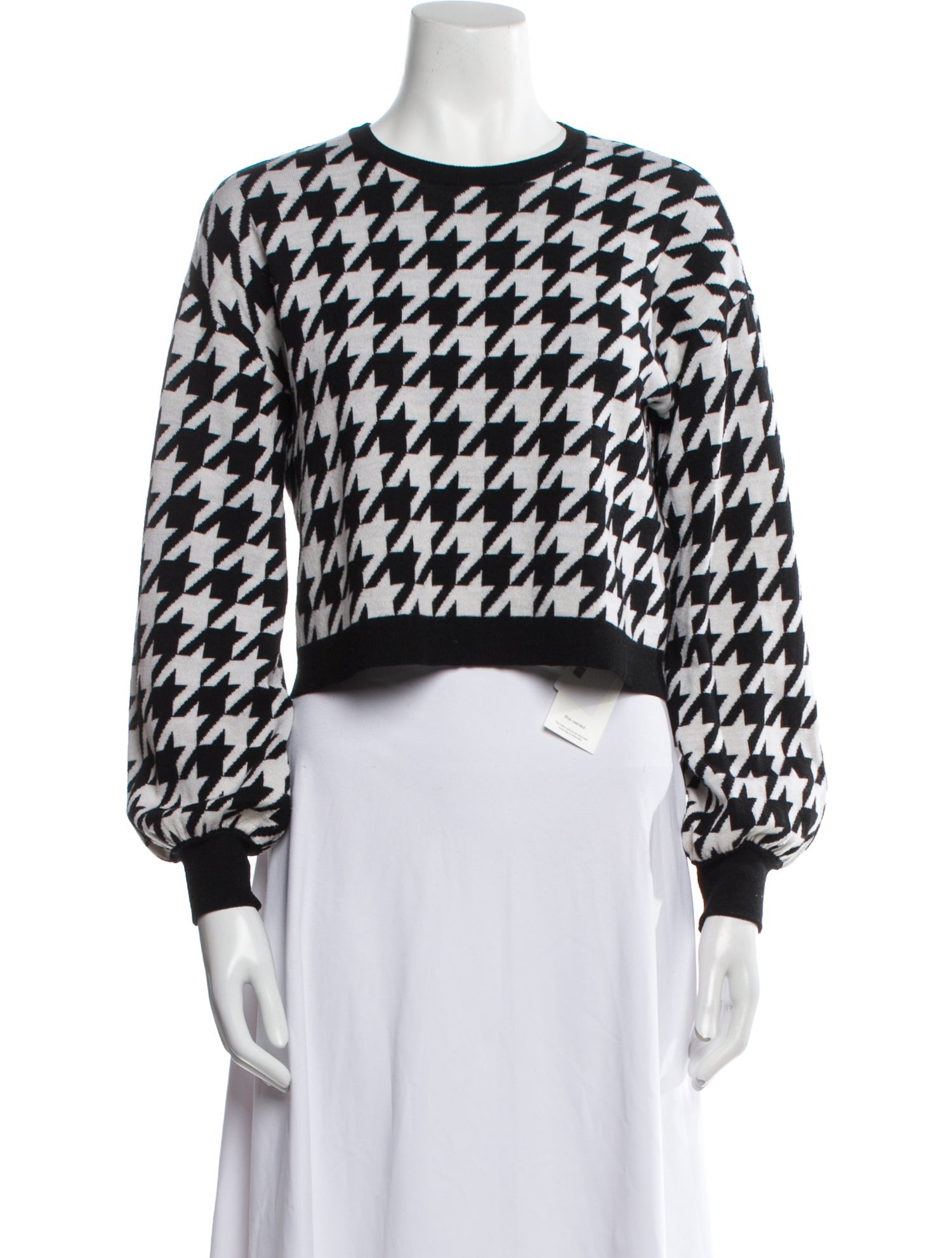 Alice + Olivia Wool Houndstooth Print Sweater