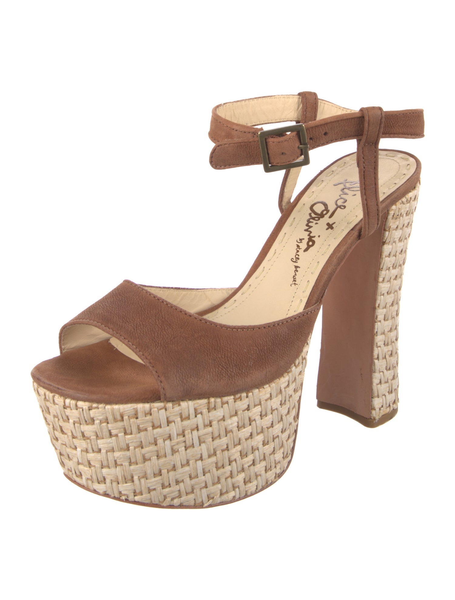 Alice + Olivia Leather Colorblock Pattern Slingback Sandals