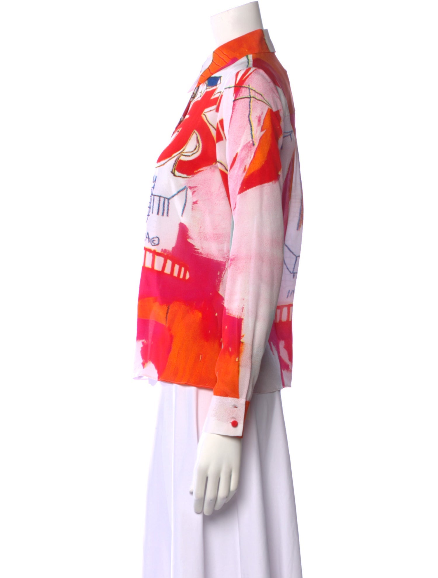Alice + Olivia Silk Graphic Print Button-Up Top w/ Tags