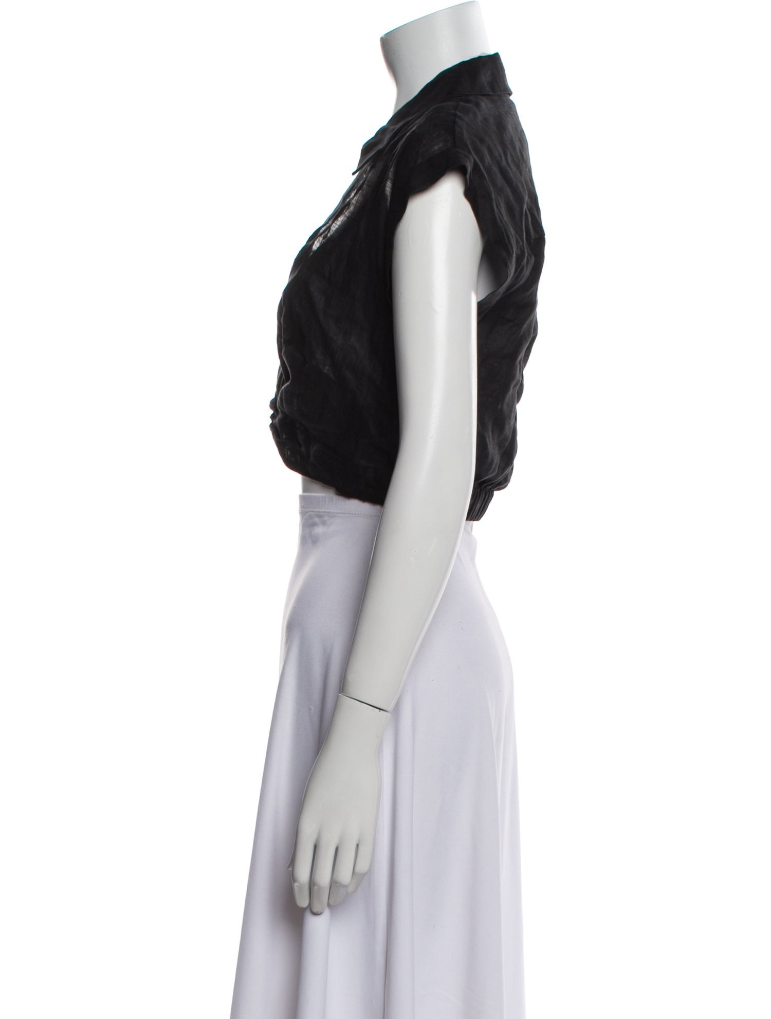 Alice + Olivia Linen V-Neck Crop Top