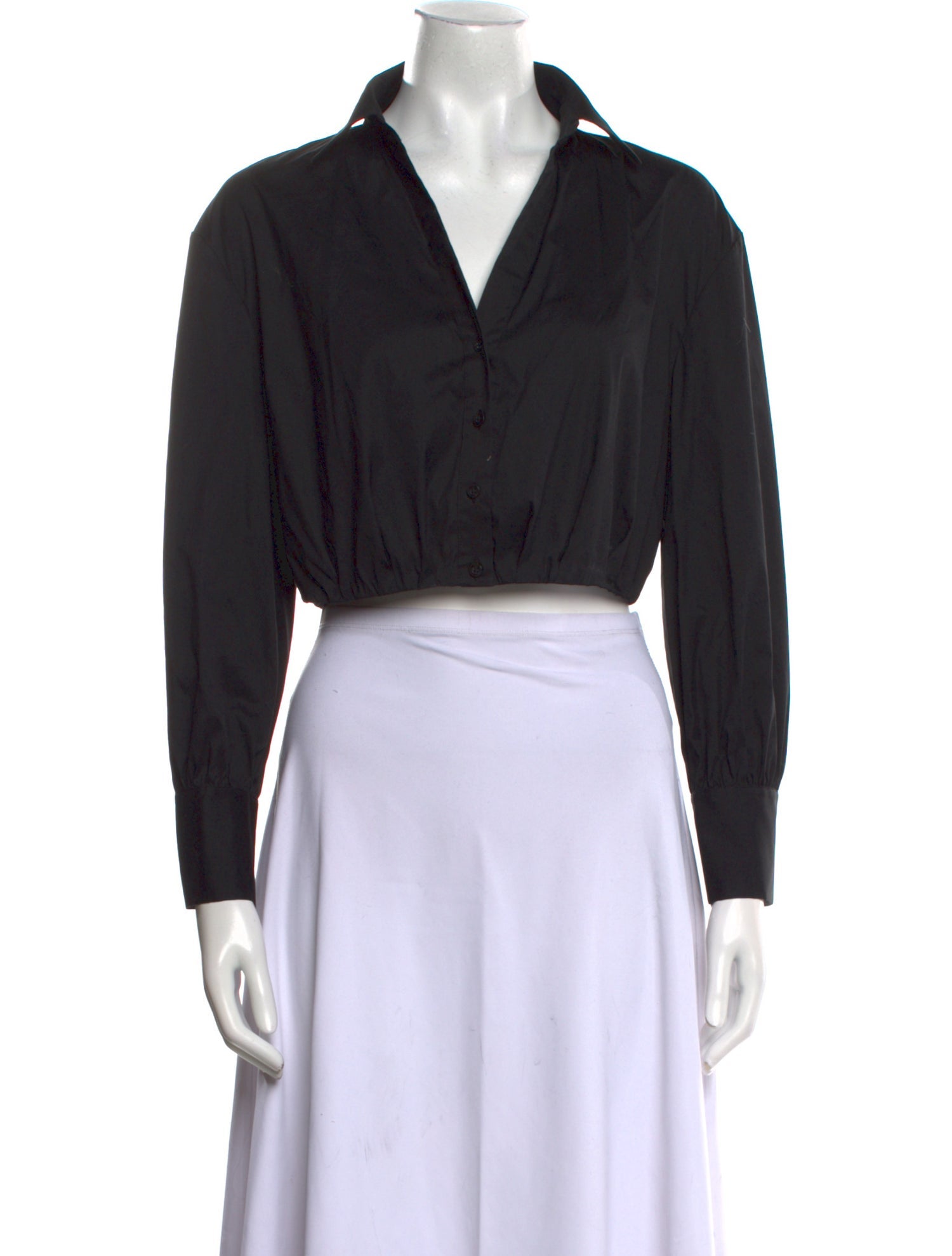 Alice + Olivia V-Neck Long Sleeve Crop Top