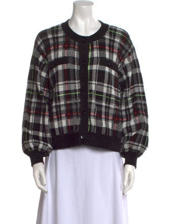 Alice + Olivia Plaid Print Scoop Neck Sweater