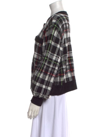 Alice + Olivia Plaid Print Scoop Neck Sweater